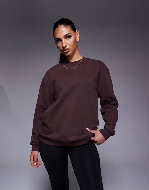 4505 - Forvasket brun oversized træningssweatshirt i kraftigt hurtigttørrende stof - view 1