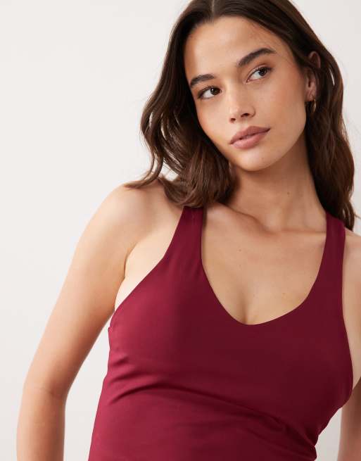 4505 Fuller bust active push up tank top with inner bra in cherry red, 2 of 4