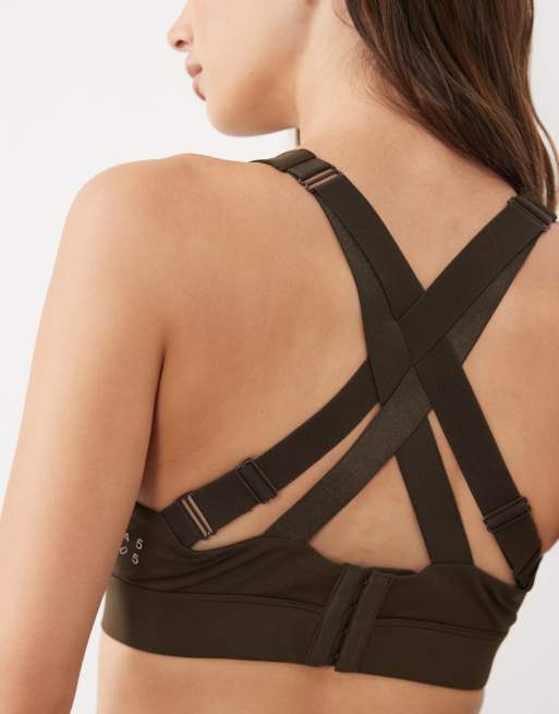 4505 Fuller Bust Icon active high support sports bra with removable padding and adjustable straps in coffee, 2 of 4