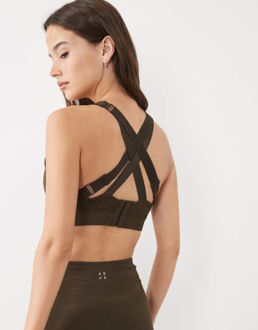 4505 Fuller Bust Icon active high support sports bra with removable padding and adjustable straps in coffee, 4 of 4