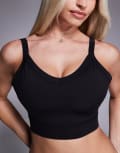 [ASOS] 4505 Fuller Bust Icon active medium support sports bra with removable padding and adjustable straps in black 14 Black