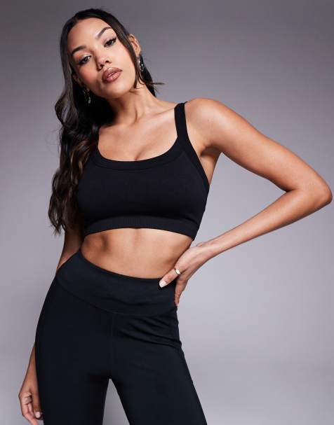 4505 Fuller Bust sculpting seamless medium support sports bra in black 