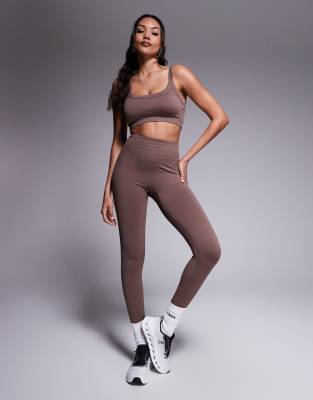 4505 Fuller Bust Sculpting Seamless Medium Support Sports Bra In Brown