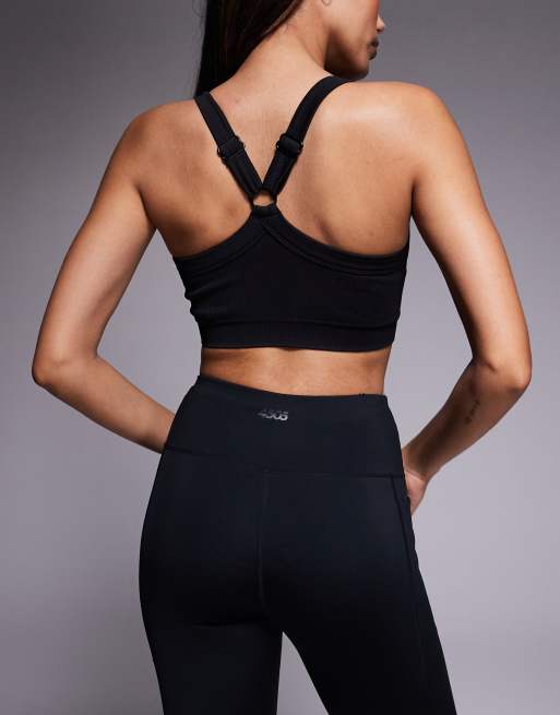 4505 Fuller bust seamless sculpting medium support sports bra in black, 3 of 4