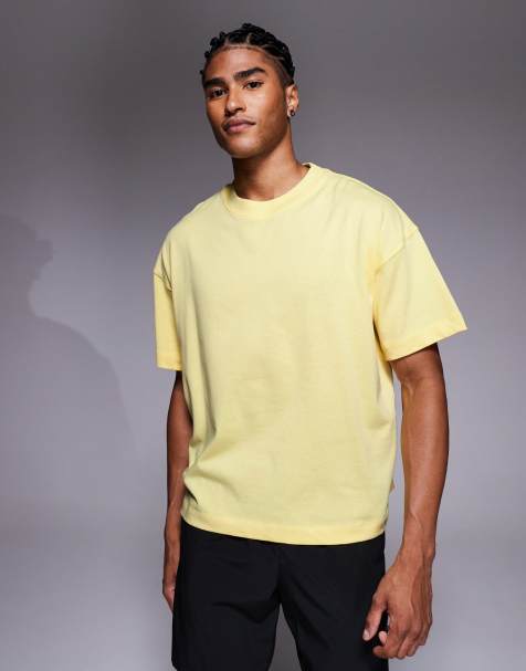 4505 – Gelbes Sport-T-Shirt aus schwerer, schnell trocknender Baumwolle in Cropped-Passform - view 1