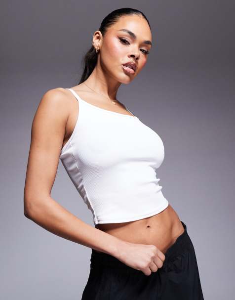 4505 - Geribbeld cami hemdje in wit - view 1