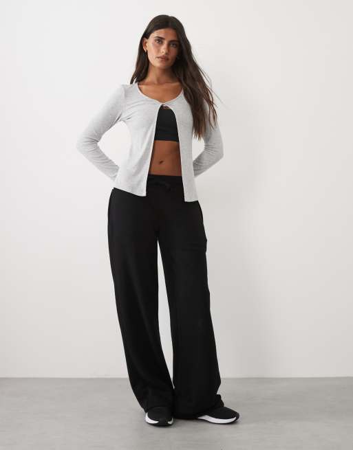 4505 geripptes Langarm-Top mit Twist-Front für Lagenlooks in Grau-Meliert, 2 von 4