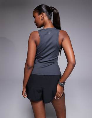 4505 - Geripptes Sport-Trägertop aus Funktionsmaterial in Anthrazit-Grau