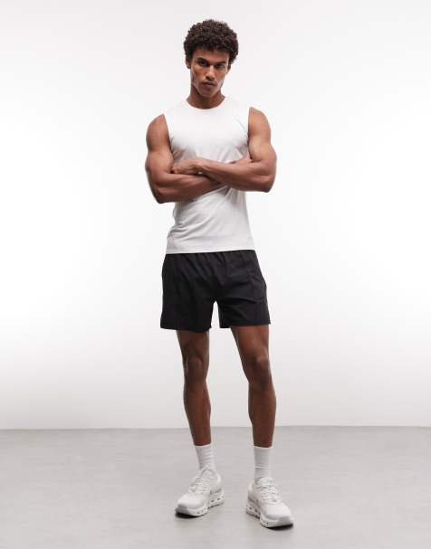 4505 geweven 5'' 2-in-1 tennisshort met plooidetail en balzak in zwart - view 1