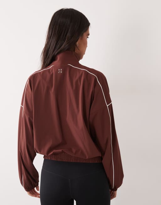 4505 geweven trainingsjack met opstaande kraag, rits en biesdetail in cognac, 4 van 4