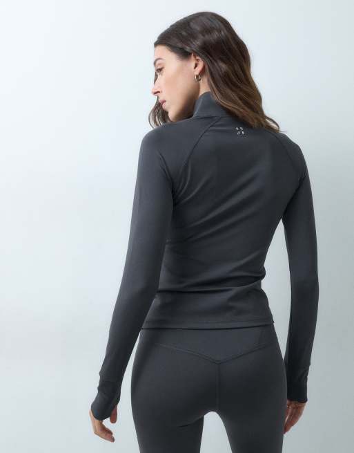4505 giacca aderente con zip, maniche lunghe e tasche con zip in antracite, 5 di 5