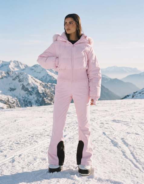 4505 Giacca bomber da sci cropped imbottita con cappuccio in pelliccia sintetica, bubblegum - view 1