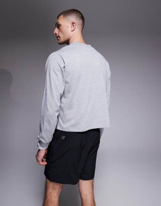 4505 – Grå, kort t-shirt i bomull med långa ärmar och snabbtorkande finish, 3 av 5