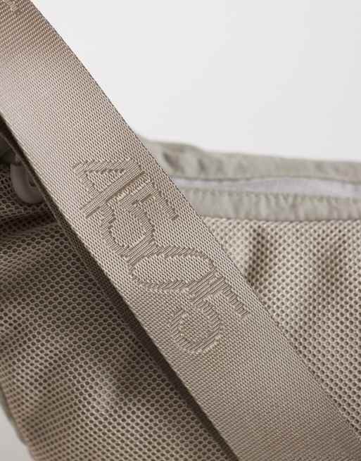 4505 - Gråbeige crossbody-sling-taske med lomme i mesh i utility-stil, 3 af 4