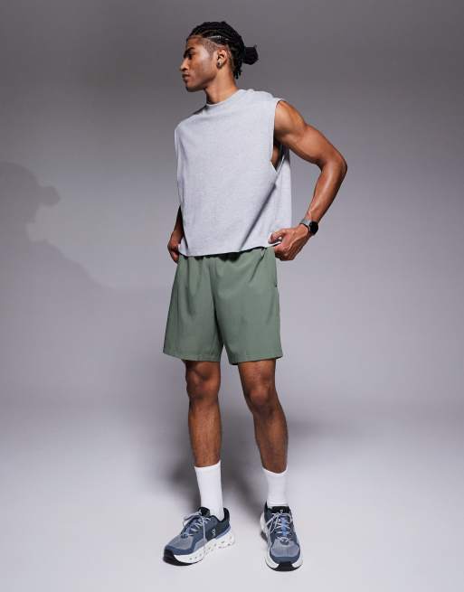 4505 - Gråmeleret cropped tanktop til styrketræning i bomuld med hurtigttørrende finish, 2 af 5