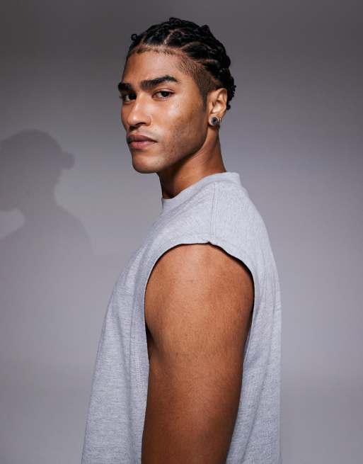 4505 - Gråmeleret cropped tanktop til styrketræning i bomuld med hurtigttørrende finish, 4 af 5