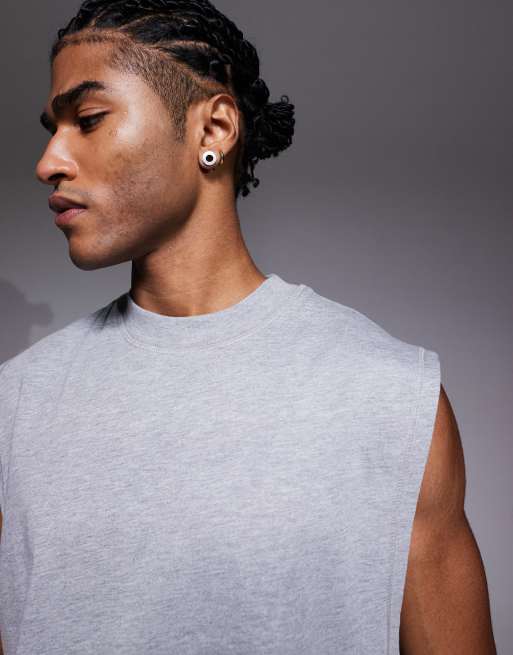 4505 - Gråmeleret cropped tanktop til styrketræning i bomuld med hurtigttørrende finish, 5 af 5