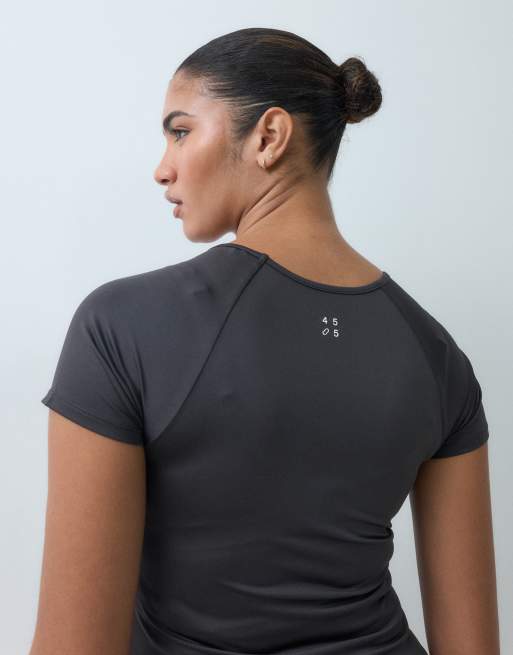 4505 Grossesse Icon t-shirt technique à séchage rapide coupe slim en gris charbon, 3 de 5