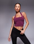 [ASOS] 4505 halter neck performance top with inner bra in mulberry-Purple 12 Mulberry