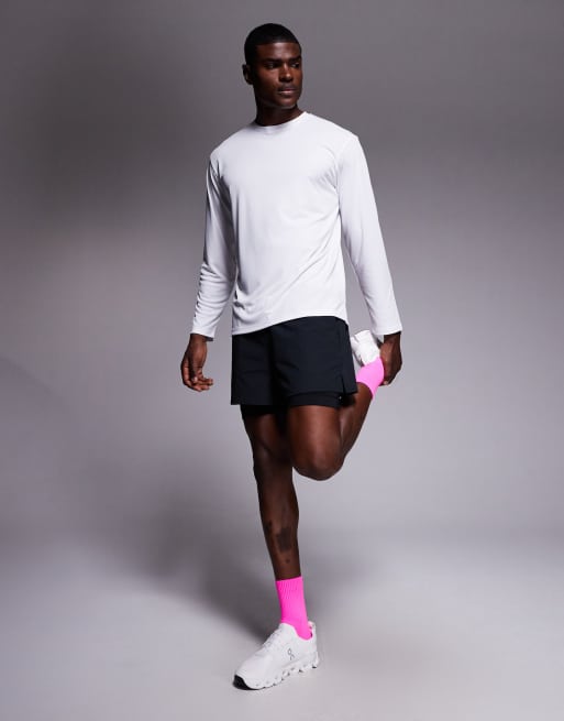4505 - Hardloopshirt met lange mouwen en ruimvallende pasvorm van sneldrogend technisch mesh in wit, 2 van 5
