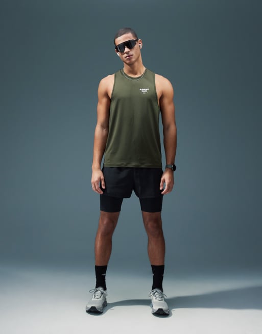 4505 - Hardlooptanktop van mesh met print en racerback in kaki , 2 van 4