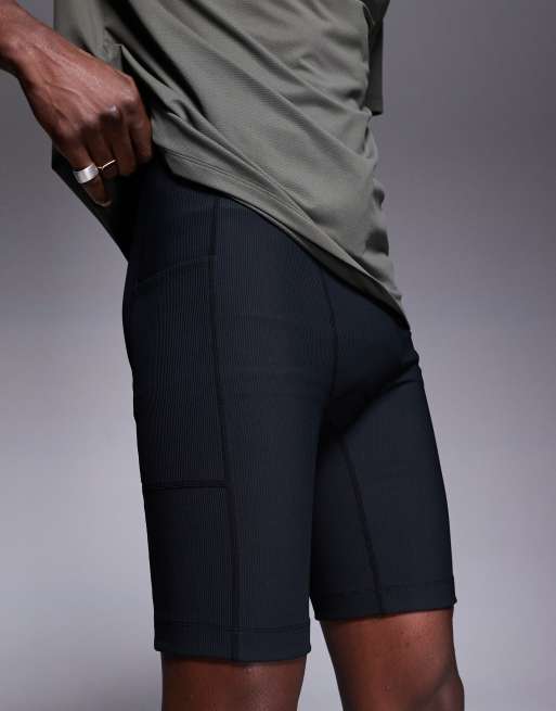 4505 - Hardlopen - Geribbelde basislaag-leggingshort met telefoonzakje in zwart, 5 van 5