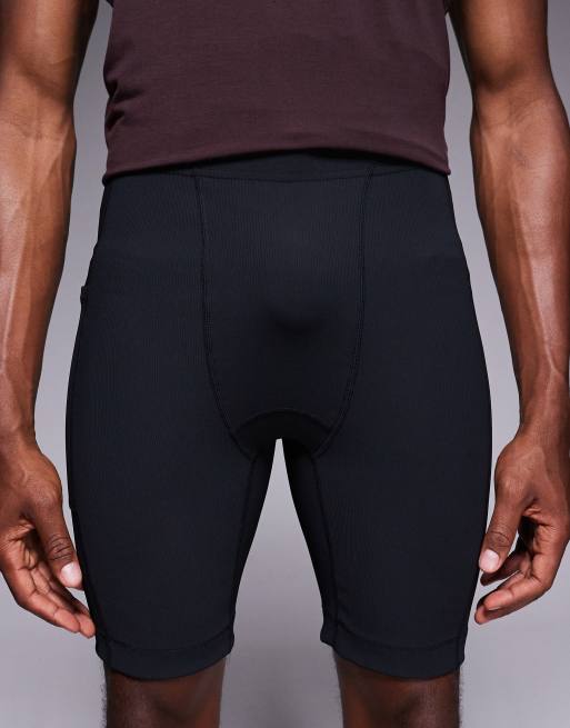 4505 - Hardlopen - Geribbelde basislaag-leggingshort met telefoonzakje in zwart, 4 van 5