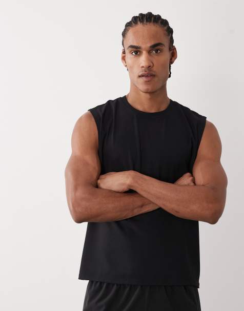 4505 - Hardlopen - Sneldrogende rechte cropped performance tanktop met wafelstructuur in zwart - view 1