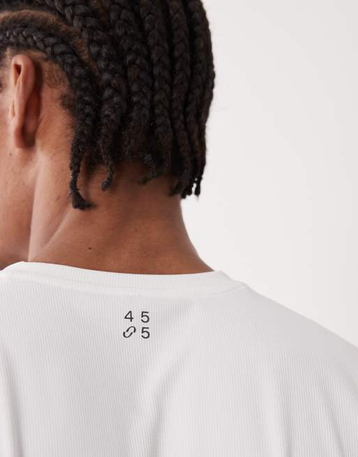 4505 Hardlopen - Sneldrogende, rechte oversized tanktop met wafelstructuur in wit, 3 van 5