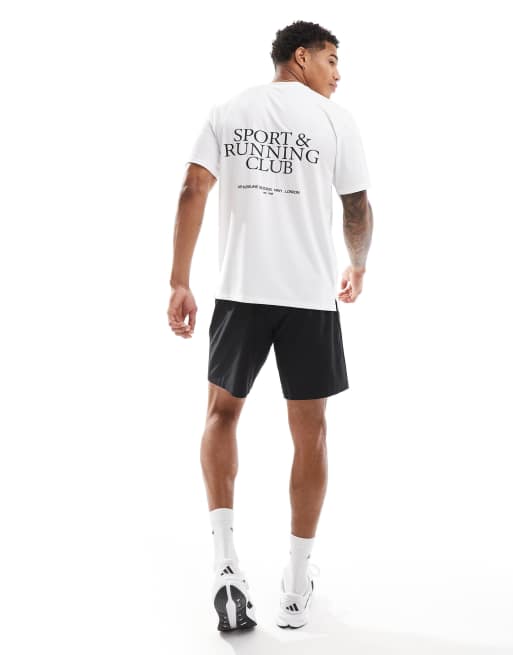 4505 - Hardlopen - T-shirt van mesh met print op de rug in wit 