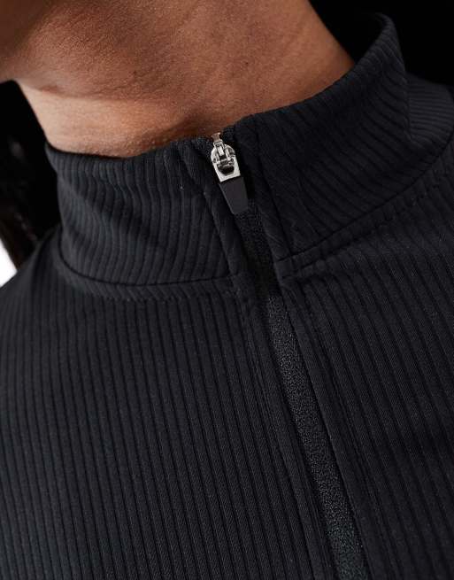 4505 - Haut de survêtement zippé en tissu côtelé - Noir , 4 de 4