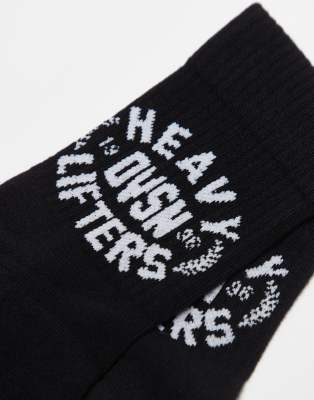 4505 Heavy Lifters Graphic Training Socks 2 Pack In Black