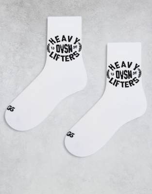 4505 heavy lifters graphic training socks 2 pack in white