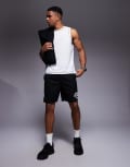 [ASOS] 4505 Heavy Lifting graphic mesh training shorts in black S Black