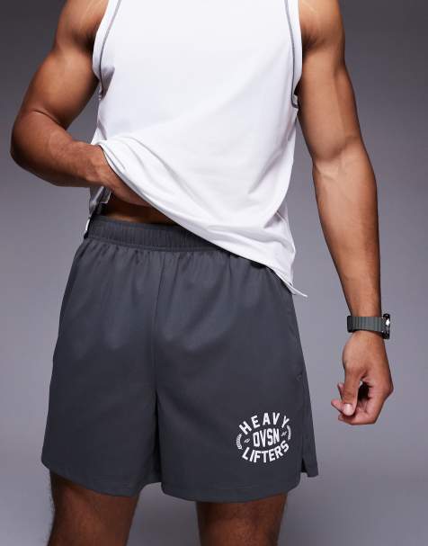 4505 Heavy Lifting graphic training shorts with zip pockets in graphite - view 1