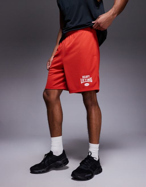 4505 Heavy Lifting - Mesh trainingsshort met print in rood, 2 van 5