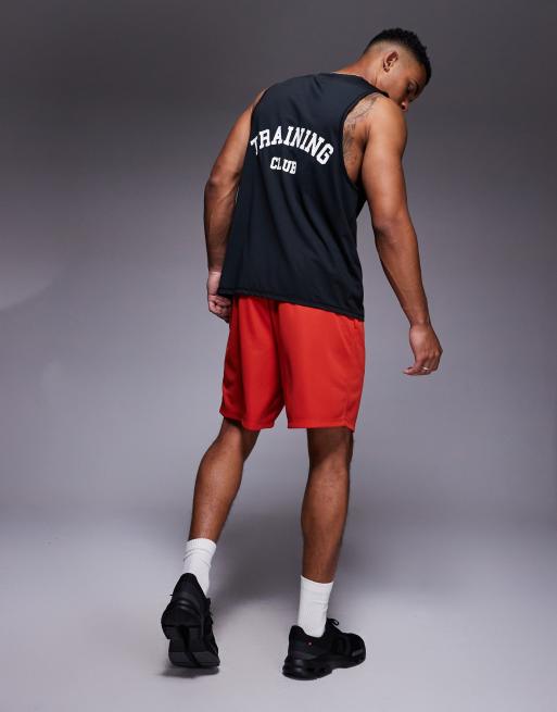 4505 Heavy Lifting - Mesh trainingsshort met print in rood, 4 van 5