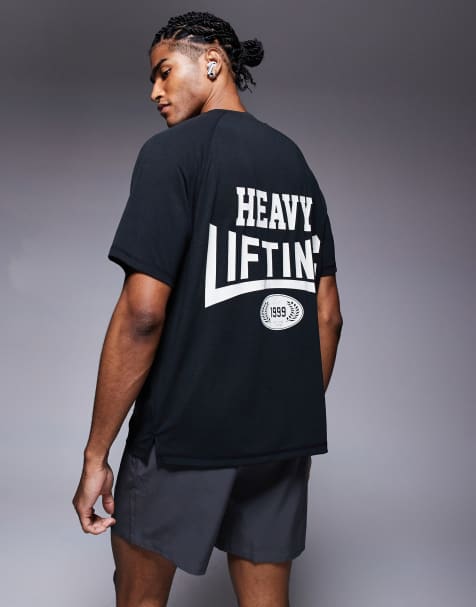 4505 Heavy Lifting quick dry back print performance t-shirt in black - view 1