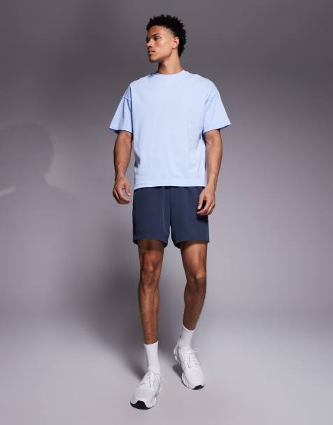 4505 heavyweight cotton boxy cropped training t-shirt with quick dry finish in light blue