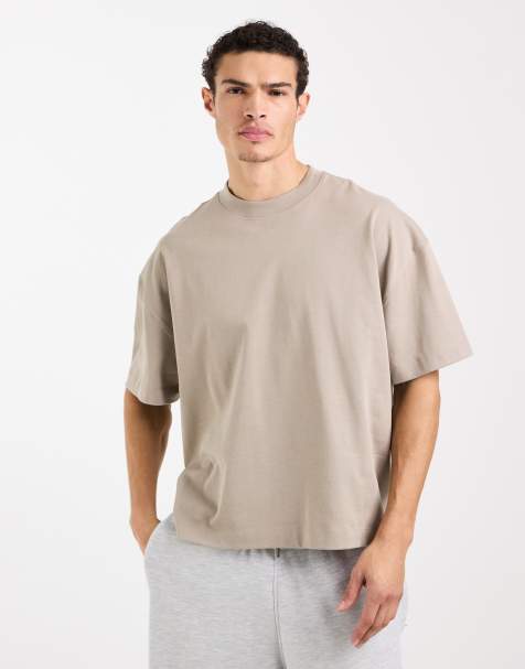 4505 heavyweight cotton boxy drop shoulder T-shirt with quick-dry finish in greige - view 1