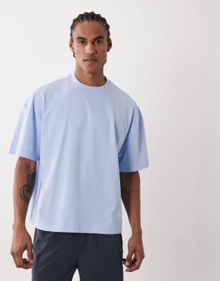 4505 Heavyweight Cotton Boxy Drop Shoulder T-shirt With Quick Dry Finish In Blue