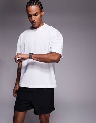 4505 Heavyweight Cotton Boxy Drop Shoulder T-shirt With Quick Dry Finish In White