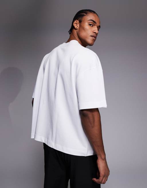 4505 heavyweight cotton boxy drop shoulder t-shirt with quick-dry finish in white, 3 of 5