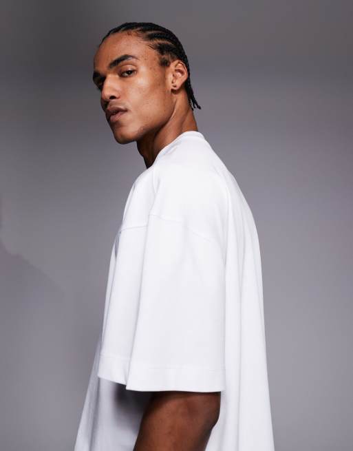 4505 heavyweight cotton boxy drop shoulder t-shirt with quick-dry finish in white, 4 of 5