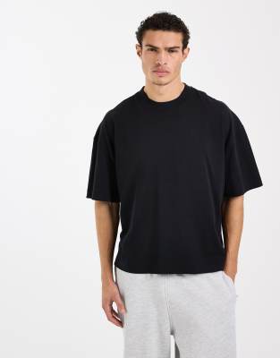 4505 Heavyweight Cotton Boxy Dropped Shoulders T-shirt With Quick Dry Finish In Black