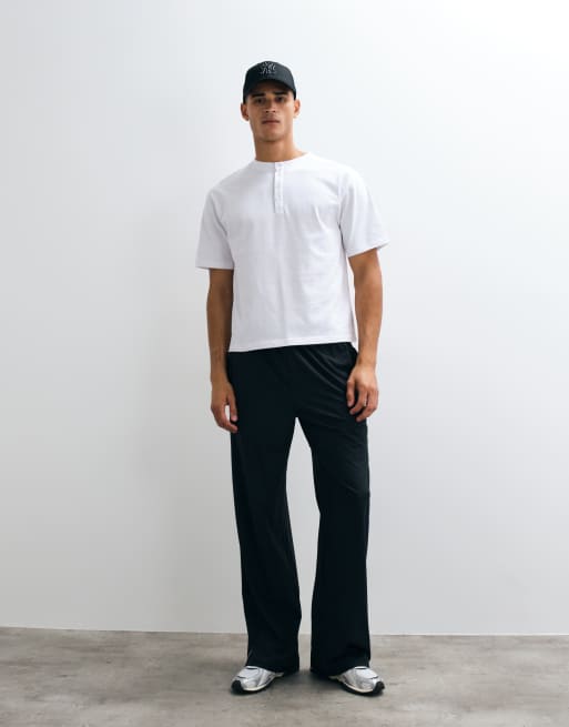 4505 heavyweight cotton boxy fit henley t-shirt with quick dry finish in white, 2 of 5