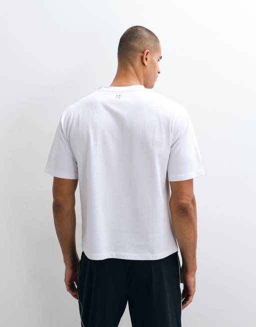 4505 heavyweight cotton boxy fit henley t-shirt with quick dry finish in white, 5 of 5