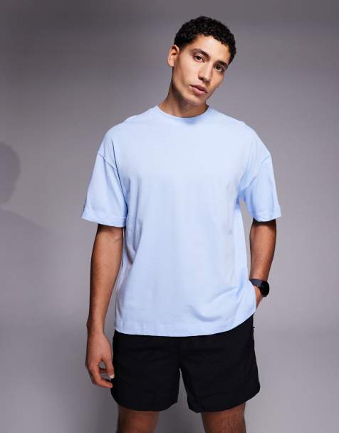 4505 heavyweight cotton boxy oversized cropped training t-shirt with quick dry finish in light blue - view 1