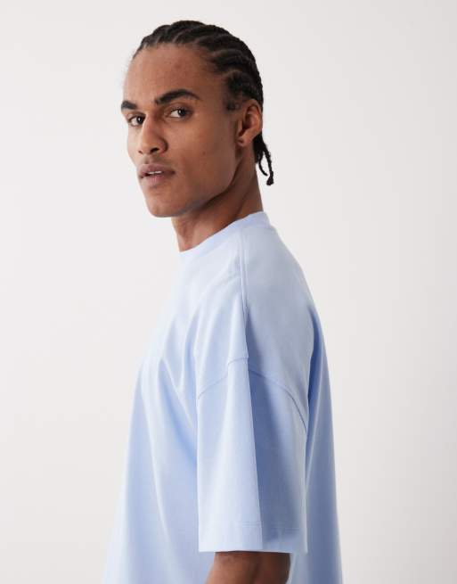 4505 heavyweight cotton boxy oversized drop shoulder t-shirt with quick dry finish in light blue, 4 of 5