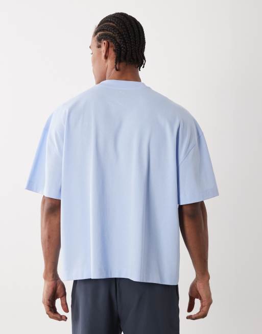 4505 heavyweight cotton boxy oversized drop shoulder t-shirt with quick dry finish in light blue, 5 of 5